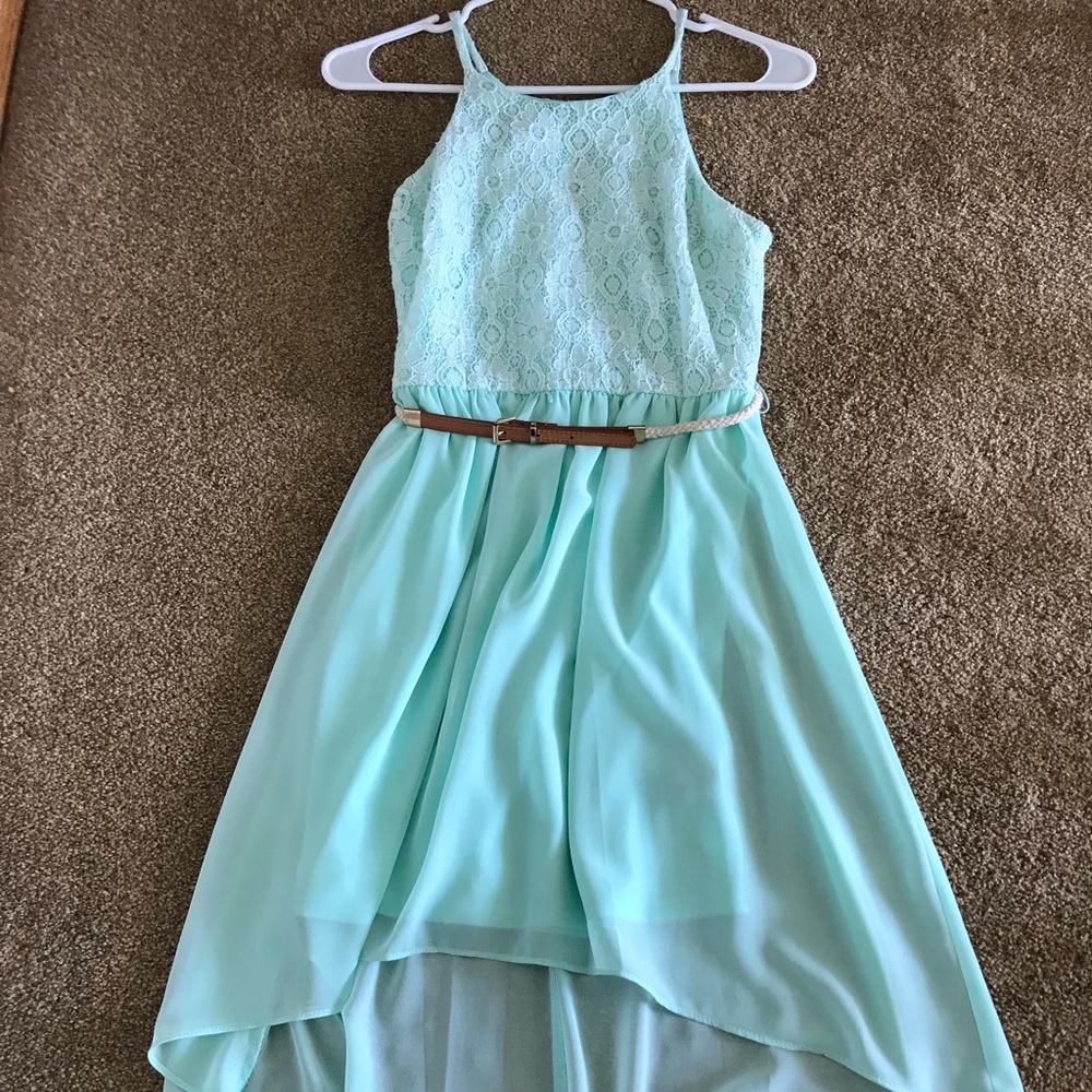 BCX Mint Fit & Flare Flowy Halter Dress Crochet s0